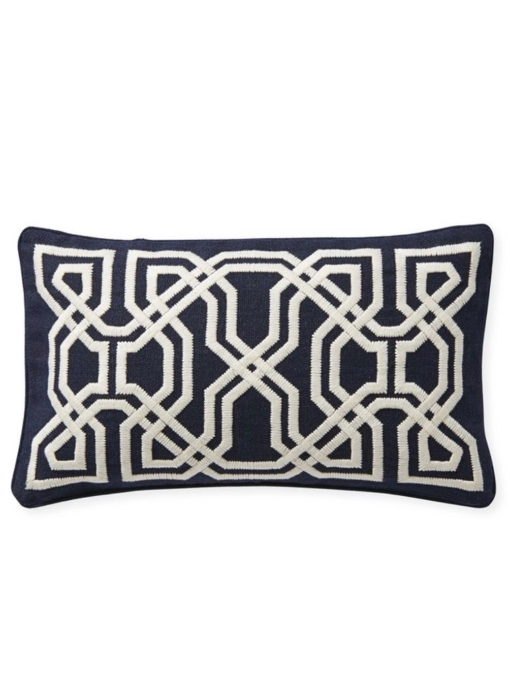 Serena & Lily Jetty Navy with embroidery Lumbar Pillow